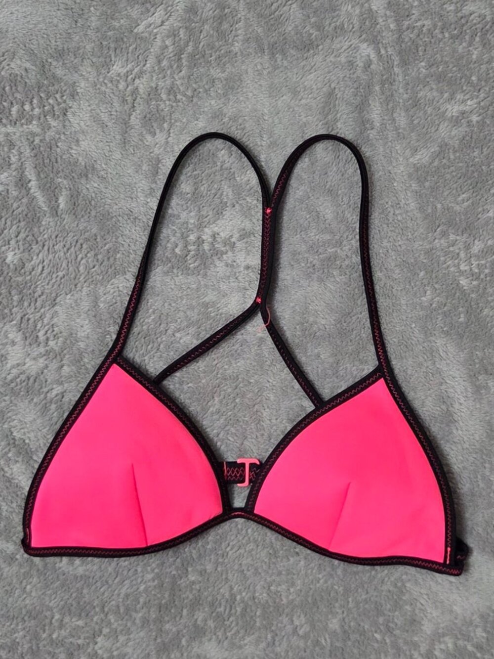 Victoria's Secret The Teeny Triangle Bikini Top Hot Pink Black Trim Size XS